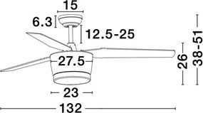 Lustra LED cu ventilator si telecomanda design modern Monsoon alb/artar