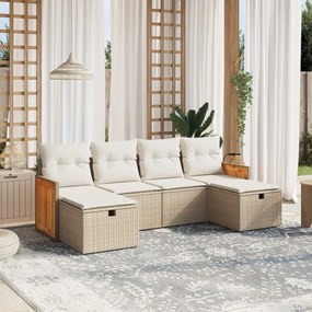 vidaXL Set canapele de grădină cu perne, 6 piese, bej, poliratan