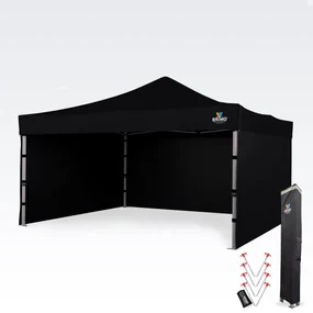 Cort Evenimente 4x4m - cu 3 pereți - Negru
