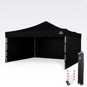 Cort promo din aluminiu 4x4 m ALU EXCLUSIVE – 3 pereți, HEX 45 mm - cu 3 pereți - Negru