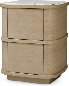 Noptiera/ masuta laterala design LUX Cabana S, furnir stejar albit