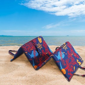 Saltea de plaja CALUT DE MARE CU CORALI 137x49 cm, albastru