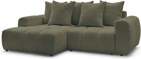 Colțar kaki extensibil/cu spațiu de depozitare cu tapițerie din țesătură bouclé (cu colț pe partea stângă/cu șezlong) Roxelane – Bobochic Paris