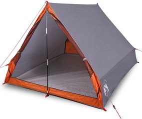 vidaXL Cort camping cu cadru A 2 persoane, gri, impermeabil