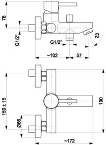 KFA Armatura 5824-010-00 - Baterie de cadă NEDA crom lucios