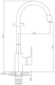 Baterie de chiuvetă cu pipă flexibilă Aqualine LORE negru/crom lucios