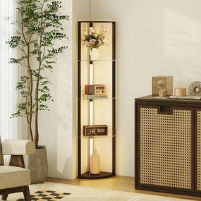 HOMCOM Lampă de podea cu 5 rafturi și lumină LED, 3 niveluri de luminozitate și întrerupător cu pedale, Negru | Aosom Romania