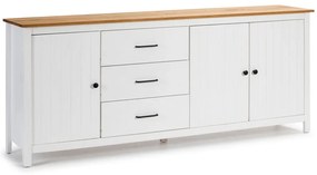 Comodă albă joasă din lemn de pin 190x80 cm Miranda – Marckeric