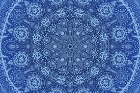 Tablou Mandala ornamentală cu dantelă în culoarea albastră
