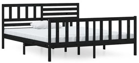 3101137 vidaXL Cadru de pat, negru, 140x190 cm, lemn masiv