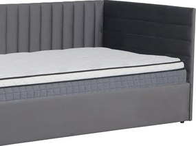 Pat cu somieră, 90x200, ţesătură gri Velvet, MEVIA