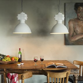 Lampă industrială suspendată mică alb mat - Sicko