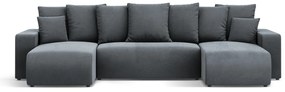Coltar extensibil Jini in forma de U cu 5 locuri, colt reversibil si tapiterie din catifea