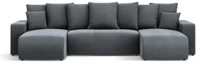 Coltar extensibil Jini in forma de U cu 5 locuri, colt reversibil si tapiterie din catifea