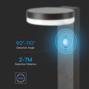 Lampă LED solară cu senzor LED/2W/3,7V IP54 3000K negru rotund