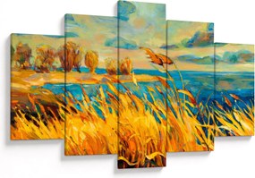 Tablou - Apus de soare peste lac, pictură acrilică (150x105 cm)