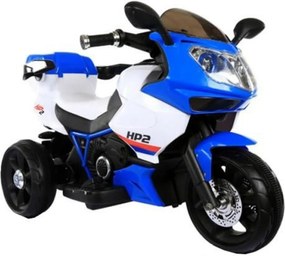 Motocicleta Electrica cu Acumulator Pentru Copii Novokids™ Moto GP Sport, 3-6 ani, max 30 kg, Cu Sunete , 3 Roti, Mers cu spatele, Albastru si alb