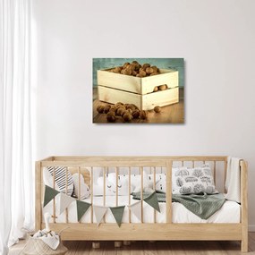 Tablou pe sticlă - Natură moartă de toamnă cu nuci (70x50 cm)