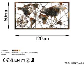 Decorațiune de perete 120x60 cm metal hartă a lumii