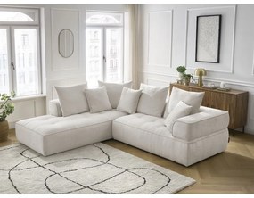 Colțar bej cu tapițerie din chenille (cu colț pe partea stângă/în formă de ”L”) Whesley – Bobochic Paris