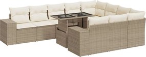vidaXL Set canapele de grădină cu perne, 11 piese, bej, poliratan