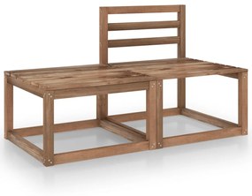 Set mobilier de gradina, 2 piese, maro, lemn pin tratat 1, Maro, Canapea de mijloc + masa