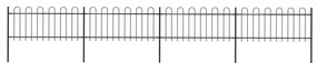 Gard de gradina cu varf curbat, negru, 6,8 x 0,8 m, otel 1, 0.8 m, 6.8 m