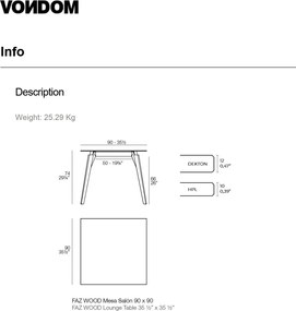 Masa design modern premium FAZ WOOD, 100x100cm 54306