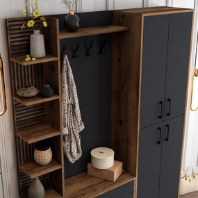 Cuier cu pantofar Casamob Hall Stand, Nuc, 150 x 200 x 35 cm