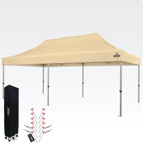 Cort tip foarfecă 3x6 m ALU fără pereți - Cadru din aluminiu, Impermeabil - fără pereți - Bej