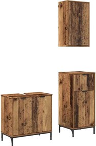 vidaXL Set de mobilier pentru baie cu sertar cu raft 3 pcs Lemn Vechi