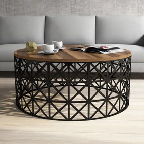 Măsuţă de Cafea Selin Metal Ferforje, Nuc / Negru