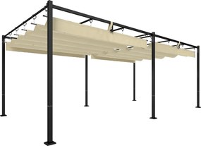 Outsunny Pergolă de grădină cu acoperiș glisant UV50+ din metal, 5.7x2.95m, Bej | Aosom Romania