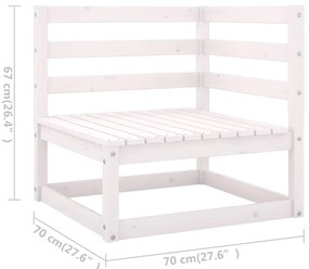 Set mobilier de gradina cu perne, 7 piese,alb,lemn masiv de pin Alb, 1, Da