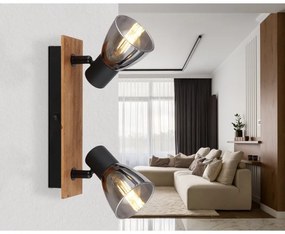 Aplica de perete / tavan cu 2 spoturi directionabile design modern CLAUDE negru, maro