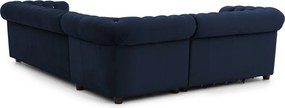 Colțar albastru extensibil cu tapițerie din catifea (cu colț pe partea stângă/în formă de ”L”) York Blik – Ropez