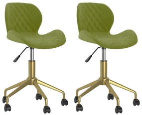335031 vidaXL Scaune de bucătărie pivotante, 2 buc., verde deschis, catifea