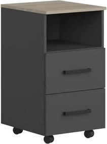 Comoda birou OFFICE NEW, gri antracit/stejar sonoma, PAL, 41x45x73 cm