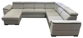 Colțar extensibil în U GRANADA, colț reversibil, cu spațiu de depozitare, gri deschis