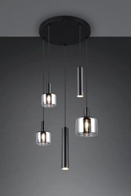 Lustră neagră cu abajur din metal/cu abajur din sticlă ø 40 cm Mataro – Trio