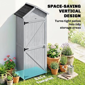 Outsunny Căsuță din lemn, 77x52.5x178cm, Dulap cu banc de lucru rabatabil | Aosom Romania