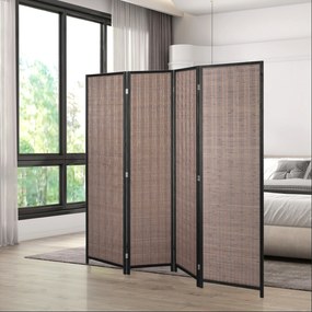 HOMCOM Paravan din lemn divizor de cameră cloison de séparation pliabil 4 panouri 180 x 180 cm maro | Aosom Romania