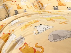 Lenjerie de pat din bumbac CHROMA CATS crem Dimensiune lenjerie de pat: 2 buc 70 x 90 cm | 200 x 220 cm
