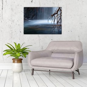 Tablou pe sticlă - Laguna de iarnă (70x50 cm)