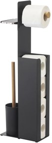 Suport pentru hârtie igienică cu perie și suport Spirella Yoni 67 x 22 x 12 cm, negru