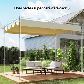 Outsunny Acoperiș pentru Pergolă cu 8 Orificii de Drenaj, Husă de Schimb din Poliester Respirabil, Exclusiv Material, 392x350 cm, UV30+, pentru Pergolă de Grădină 4x3m, Bej | Aosom Romania