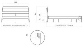 Pat matrimonial în culoare naturală din lemn de stejar 140x200 cm Twig – The Beds