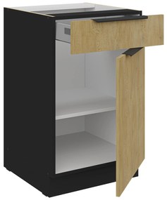 Dulap inferior de bucătărie Carminia 50 D 1F 1S BB PREMIUM BOX (stejar cremona + negru). 1127985