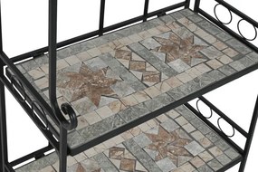 Etajeră din fier forjat, cu design mozaic ceramic, stil mediteraneean, "Tesera"