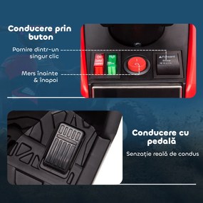 HOMCOM  ATV 12V pentru copii cu cauciucuri late, masina, faruri LED, claxon, muzica, pentru 3-5 ani, rosu | Aosom Romania